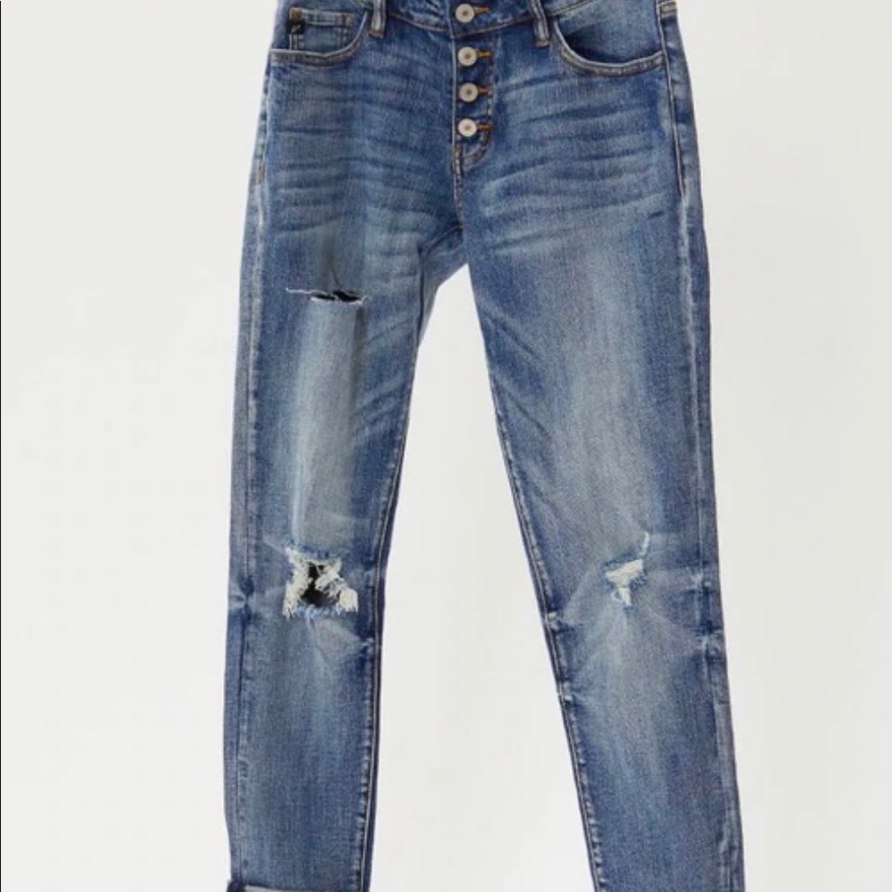 Kancan - Mid Rise Button Fly Mom Jeans - size 7/27